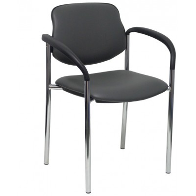 PIQUERAS Y CRESPO NOWY STYL Silla fija Styl similpiel gris oscuro chasis cromo con brazos en Huesoi