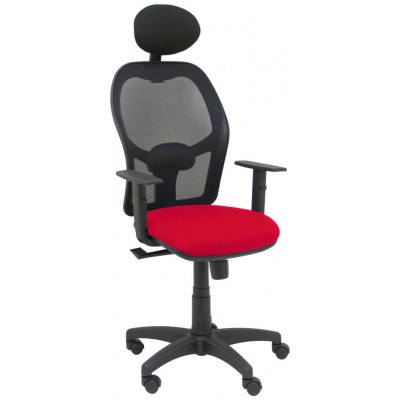 PIQUERAS Y CRESPO Silla Alocen malla negra asiento bali rojo brazos regulables cabecero fijo. en Huesoi