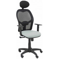 PIQUERAS Y CRESPO Silla Alocen malla negra asiento bali gris claro brazos regulables cabecero fijo en Huesoi