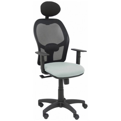 PIQUERAS Y CRESPO Silla Alocen malla negra asiento bali gris claro brazos regulables cabecero fijo en Huesoi