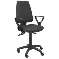 PIQUERAS Y CRESPO Silla Elche asincro similpiel negro con brazos fijos en Huesoi