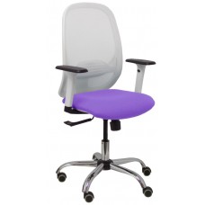 PIQUERAS Y CRESPO Silla Cilanco blanca malla blanca asiento bali lila brazo regulable base cromada ruedas de parque en Huesoi