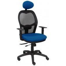 PIQUERAS Y CRESPO Silla Jorquera traslack malla negra asiento bali azul brazos regulables y cabecero en Huesoi