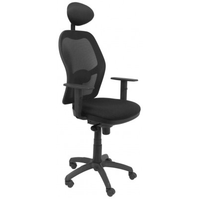 PIQUERAS Y CRESPO Silla Jorquera malla negra asiento bali negro con cabecero fijo y ruedas de parque en Huesoi