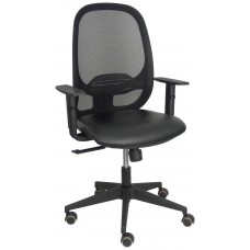 PIQUERAS Y CRESPO Silla Cilanco negra malla negra asiento similpiel negro brazo regulable. en Huesoi