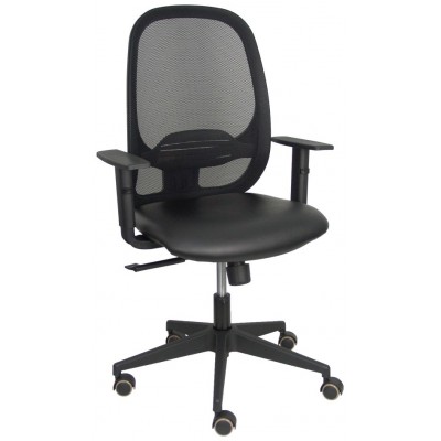 PIQUERAS Y CRESPO Silla Cilanco negra malla negra asiento similpiel negro brazo regulable. en Huesoi