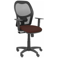 PIQUERAS Y CRESPO Silla Alocen malla negra asiento bali marron oscuro brazos regulables en Huesoi