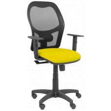 PIQUERAS Y CRESPO Silla Alocen malla negra asiento bali amarillo brazos regulables en Huesoi