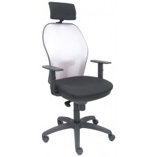 PIQUERAS Y CRESPO Silla Jorquera malla gris asiento bali negro cabecero regulable en Huesoi