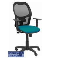 PIQUERAS Y CRESPO Silla Alocen malla negra asiento bali verde petroleo brazos regulables en Huesoi