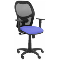 PIQUERAS Y CRESPO Silla Alocen malla negra asiento bali azul claro brazos regulables en Huesoi