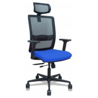 PIQUERAS Y CRESPO Silla Haches traslack malla negra asiento bali azul brazos 2D ruedas 65mm cabecero regulable en Huesoi