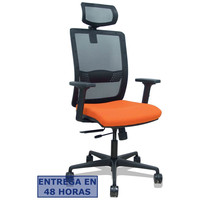 PIQUERAS Y CRESPO Silla Haches traslack malla negra asiento bali naranja brazos 2D ruedas 65mm cabecero regulable en Huesoi