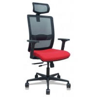 PIQUERAS Y CRESPO Silla Haches traslack malla negra asiento bali rojo brazos 2D ruedas 65mm cabecero regulable en Huesoi