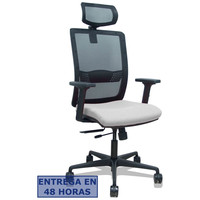 PIQUERAS Y CRESPO Silla Haches traslack malla negra asiento bali gris claro brazos 2D ruedas 65mm cabecero regulable en Huesoi