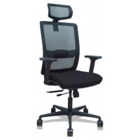 PIQUERAS Y CRESPO Silla Haches traslack malla negra asiento bali negro brazos 2D ruedas 65mm cabecero regulable en Huesoi