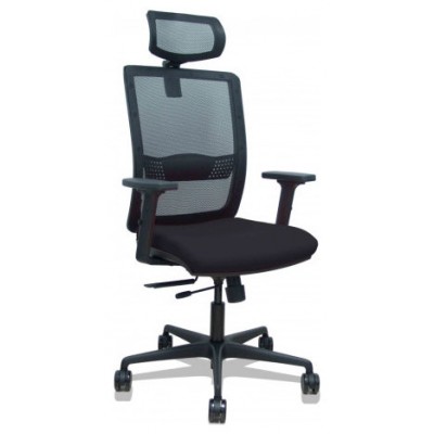 PIQUERAS Y CRESPO Silla Haches traslack malla negra asiento bali negro brazos 2D ruedas 65mm cabecero regulable en Huesoi
