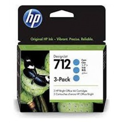 HP DesignJet T200/T600, 3 Pack Cartuchos Cian 712 en Huesoi