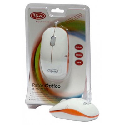 MOUSE 3FREE MCM101/WO DISEÂ¥O BLANCO NARANJA en Huesoi