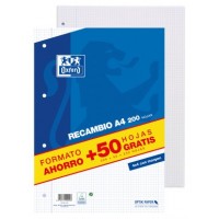 RECAMBIO A4 200+50 HOJAS 90GRS 4X4 MARGEN AZUL OXFORD 400119437 (Espera 4 dias) en Huesoi