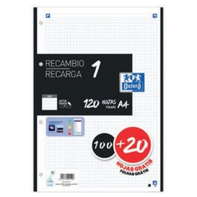 RECAMBIO COLOR 1 A4 100+20 HOJAS 5X5 NEGRO 90GRS OXFORD 400158165 (Espera 4 dias) en Huesoi