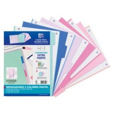 KIT SEPARADORES PP 500 MICRAS A4 5 POSICIONES COLORES PASTEL OXFORD 40015936 (Espera 4 dias) en Huesoi