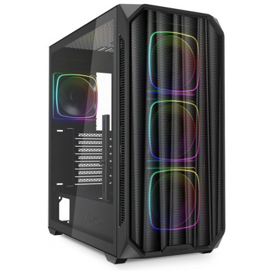 CAJA GAMING SHARKOON AK5M RGB ATX NEGRO 3XVENT 120MM 2XUSB SN FUENTE en Huesoi