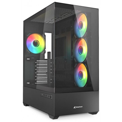 CAJA GAMING SHARKOON AK6 TGV ATX NEGRO 4XVENT 120MM 2XUSB SN FUENTE en Huesoi