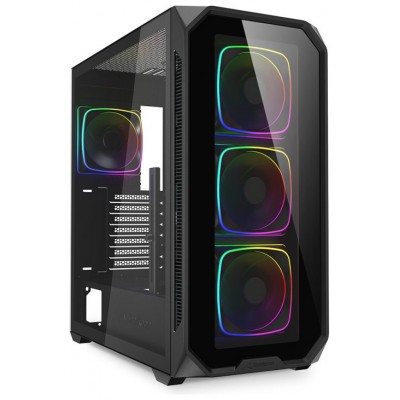 CAJA GAMING SHARKOON AK5G RGB ATX NEGRO 4XVENT 120MM 3XUSB SN FUENTE en Huesoi