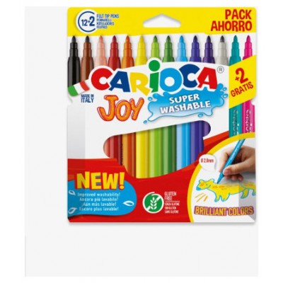 CAJA 12+2 ROTULADORES COLORES SURTIDOS JOY SUPERLAVABLE CARIOCA 40533 (Espera 4 dias) en Huesoi