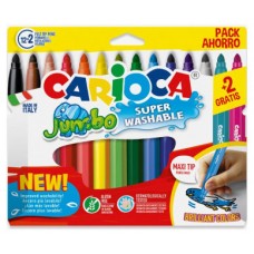CAJA 12+2 ROTULADORES COLORES SURTIDOS JUMBO SUPERLAVABLE CARIOCA 40567 (Espera 4 dias) en Huesoi