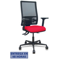 PIQUERAS Y CRESPO Silla Bormate asincro malla negra asiento bali rojo brazos 2D ruedas 65mm en Huesoi