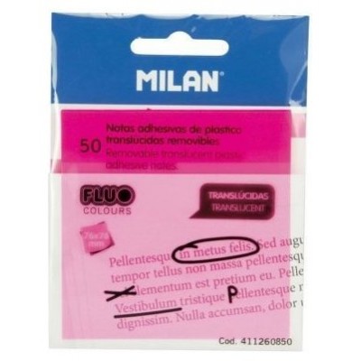 MILAN NOTAS ADHESIVAS 50 HOJAS 76X76MM TRANSLUCIDAS en Huesoi