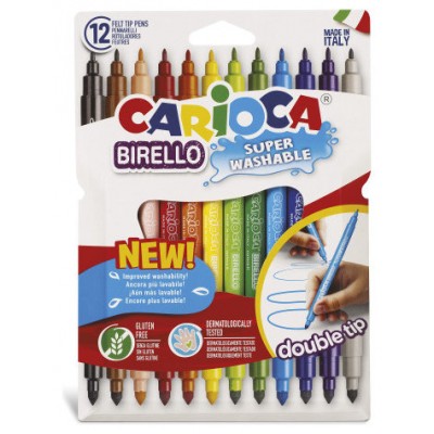 CAJA 12 ROTULADORES COLORES DOBLE PUNTA BIRELLO CARIOCA 42753CARIOCA (Espera 4 dias) en Huesoi