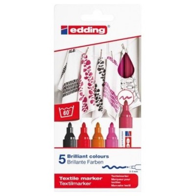 PACK 5 MARCADORES TEXTILES. COLORES CÁLIDOS. EDDING 4500-5-S-999 (Espera 4 dias) en Huesoi