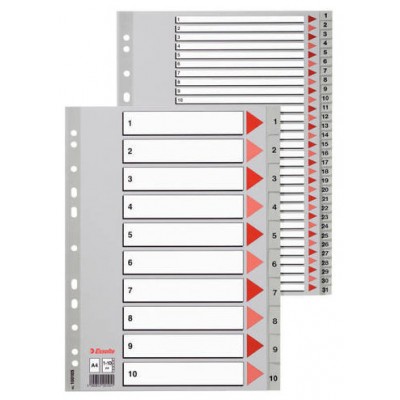 SEPARADOR NUMERICO POLIPROPILENO MULTITALADRO 1-12 FORMATO FOLIO COLOR GRIS ESSELTE 47138 (Espera 4 dias) en Huesoi