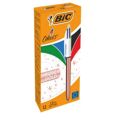 BOLÍGRAFO 4 COLORES PINK GOLD BIC 504894 (MIN12) (Espera 4 dias) en Huesoi