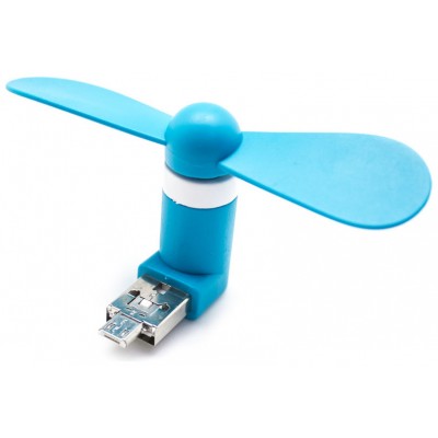 Mini Ventilador 2 en 1 USB+MicroUSB Universal Azul (Espera 2 dias) en Huesoi
