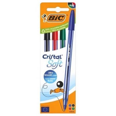 BOLIGRAFO TINTA BIC SOFT SURTIDO 4U en Huesoi
