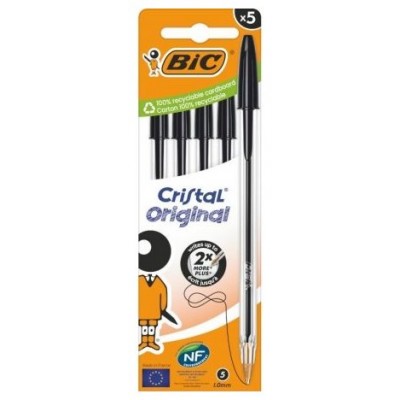 BOLIGRAFO TINTA BIC NEGRO CAJA 5U en Huesoi
