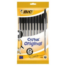 BLISTER CART&Oacute;N 10 BOLIGRAFOS CRISTAL CON CUERPO TRANSPARENTE TRAZO 0,4MM. NEGRO BIC 516353 (Espera 4 dias) en Huesoi