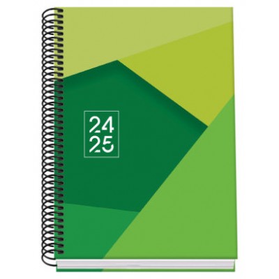 AGENDA ESCOLAR 2024-2025 TAMAÑO A5 TAPA CARTON FORRADO  DÍA PÁGINA TANGRAM BASIC VERDE DOHE 51742 (Espera 4 dias) en Huesoi