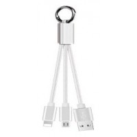 Cable USB a Micro USB+Lightning 8 Pines Anilla Metal 15cm Biwond (Espera 2 dias) en Huesoi