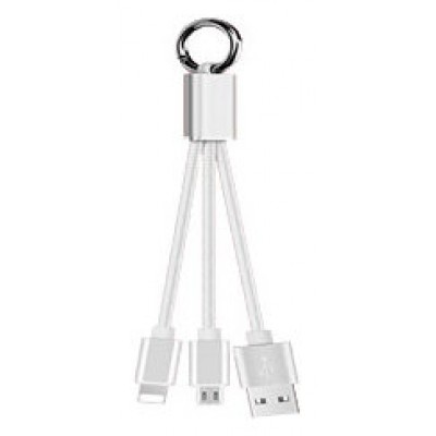 Cable USB a Micro USB+Lightning 8 Pines Anilla Metal 15cm Biwond (Espera 2 dias) en Huesoi