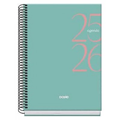 AGENDA ESCOLAR 2025-2026 TAMAÑO A5 TAPA CARTON FORRADO SEMANA VISTA MODELO SYSTEM BASIC VERDE DOHE 52058 (Espera 4 dias) en Huesoi