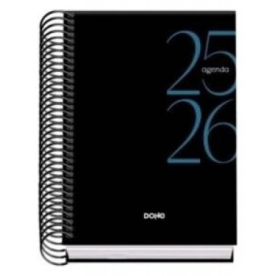 AGENDA ESCOLAR 2025-2026 TAMAÑO A6 TAPA CARTON FORRADO DÍA PÁGINA MODELO SYSTEM BASIC NEGRO DOHE 52067 (Espera 4 dias) en Huesoi