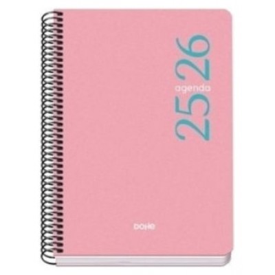 AGENDA ESCOLAR 2025-2026 TAMAÑO A5 TAPA POLIPROPILENO SEMANA VISTA MODELO ESENCIAL BASIC ROSA DOHE 52069 (Espera 4 dias) en Huesoi