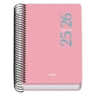 AGENDA ESCOLAR 2025-2026 TAMAÑO A6 TAPA CARTON FORRADO DÍA PÁGINA MODELO ESENCIAL BASIC ROSA DOHE 52077 (Espera 4 dias) en Huesoi
