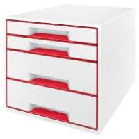 BUCS 4 CAJONES WOW DESK CUBE (2 GRANDES Y 2 PEQUEÑOS), ROJO /BLANCO LEITZ 52132026 (Espera 4 dias) en Huesoi