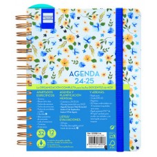 AGENDA DOCENTE 2024-2025 4º-155X212 SEMANA VISTA HORIZONTAL MAGISTRAL PERSONALIZABLE FLOWERS FINOCAM 533580225 (Espera 4 dias) en Huesoi